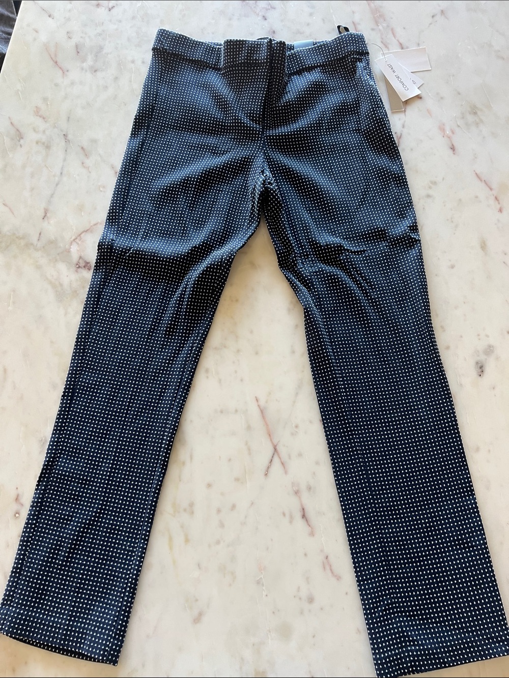 Amanda + Chelsea Navy Micro-Pattern Pants